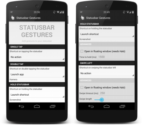 Poner gestos a la barra de notificaciones en Android